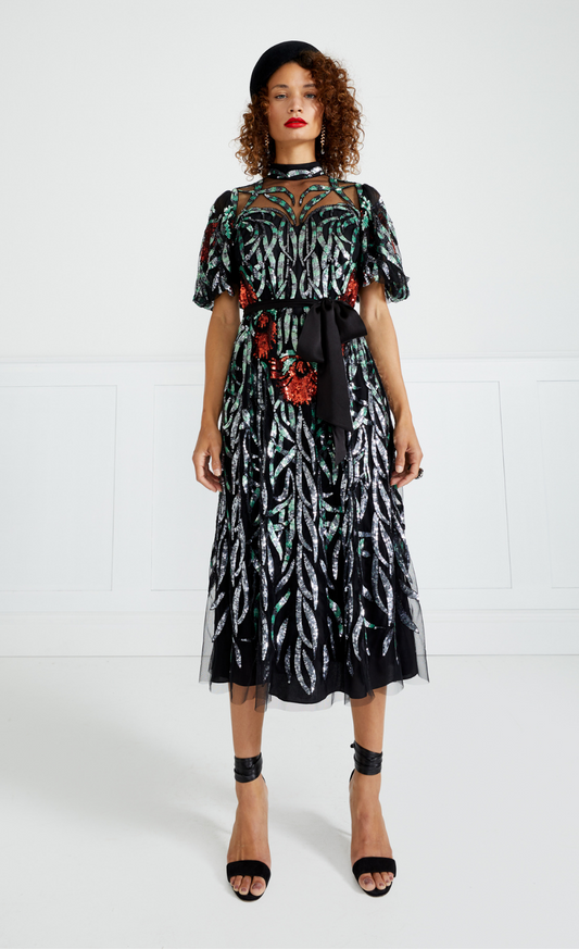 Suzani Sequin Dress - Black